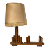 Art deco wooden lamp with photo holder