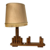 Art deco wooden lamp with photo holder