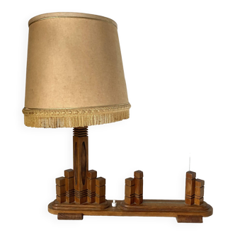 Lampe art déco en bois avec porte photo