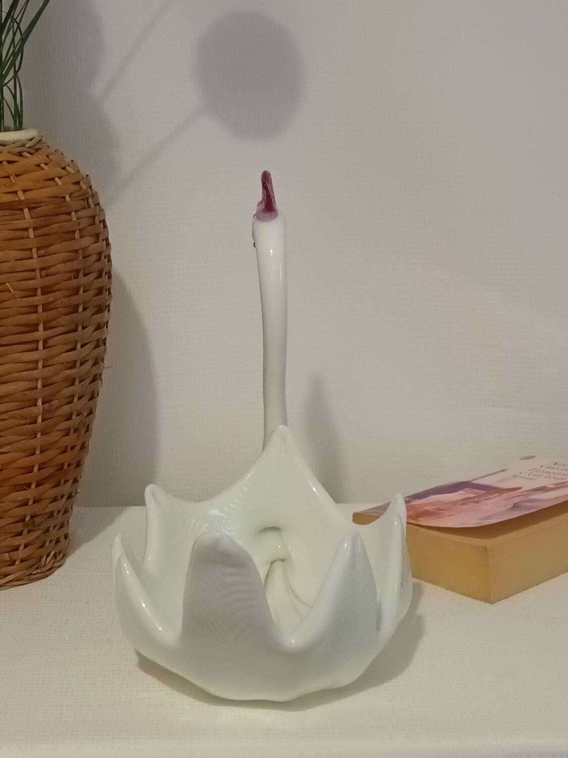 Vintage glass swan catchall from Italy