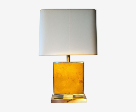 Lampe design année 70-80, laiton et verre
