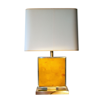 Lampe design année 70-80, laiton et verre