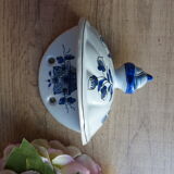 Old earthenware soap holder old Rouen hand-painted décor
