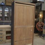 Solid oak shuttered wardrobe, anthracite grey, French work circa 1950