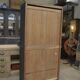 Solid oak shuttered wardrobe, anthracite grey, French work circa 1950