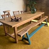 Raw wood farm table.