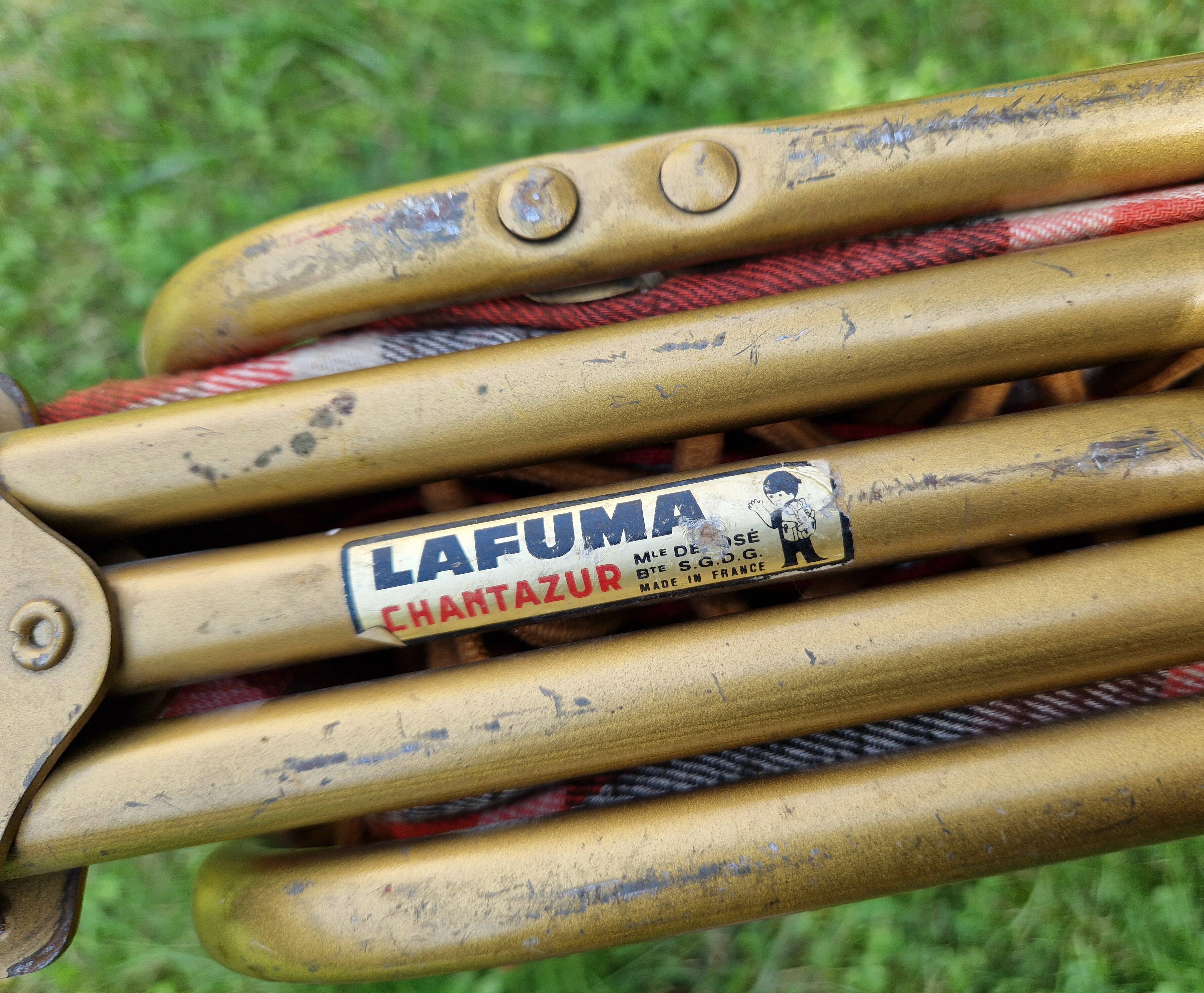 Extra bed, quilted sun lounger, Lafuma vintage 1970