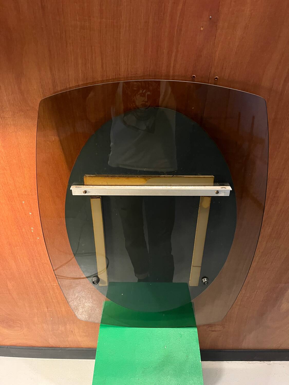 Vintage smoked glass mirror from around 1970.