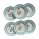 6 vintage white and green porcelain soup plates Iris Moulin des Loups "Sargosse" 1950s