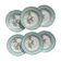 6 vintage white and green porcelain soup plates Iris Moulin des Loups "Sargosse" 1950s
