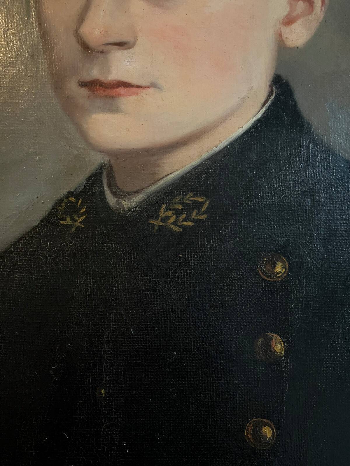 Tableau HST Portrait of a young man in uniform 1879 signed