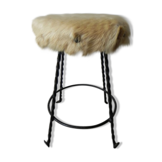 Tabouret vintage bordée de peau de vache