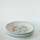 Set of 6 semi-deep plates with flowers, Sky Blue and Brown, 1970.