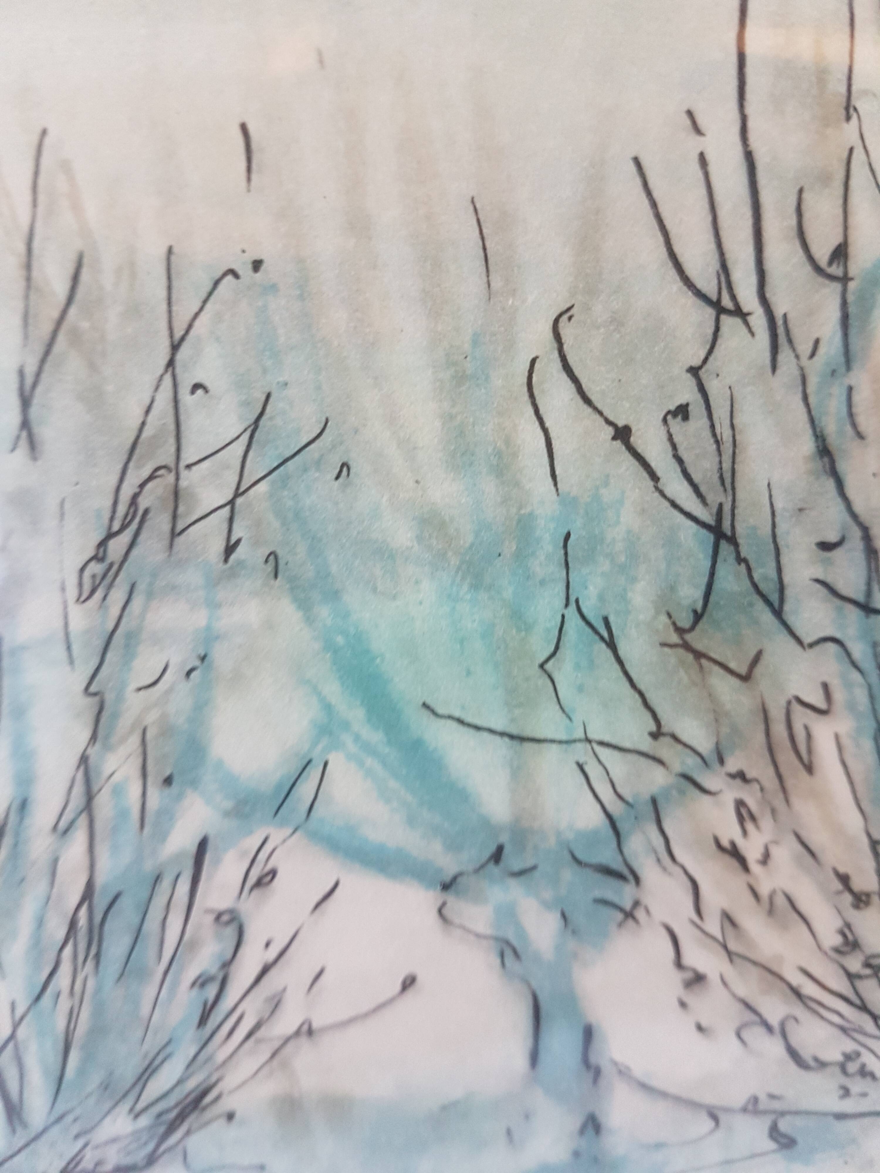 Aquarelle bocage normand signée