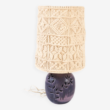 Lampe macramé et céramique