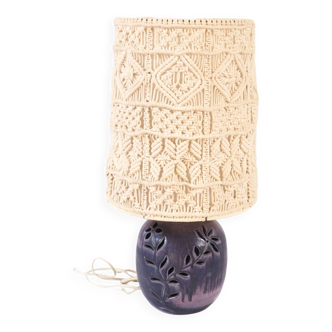 Lampe macramé et céramique