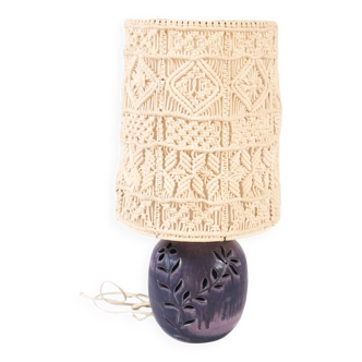 Macramé and ceramic lamp
