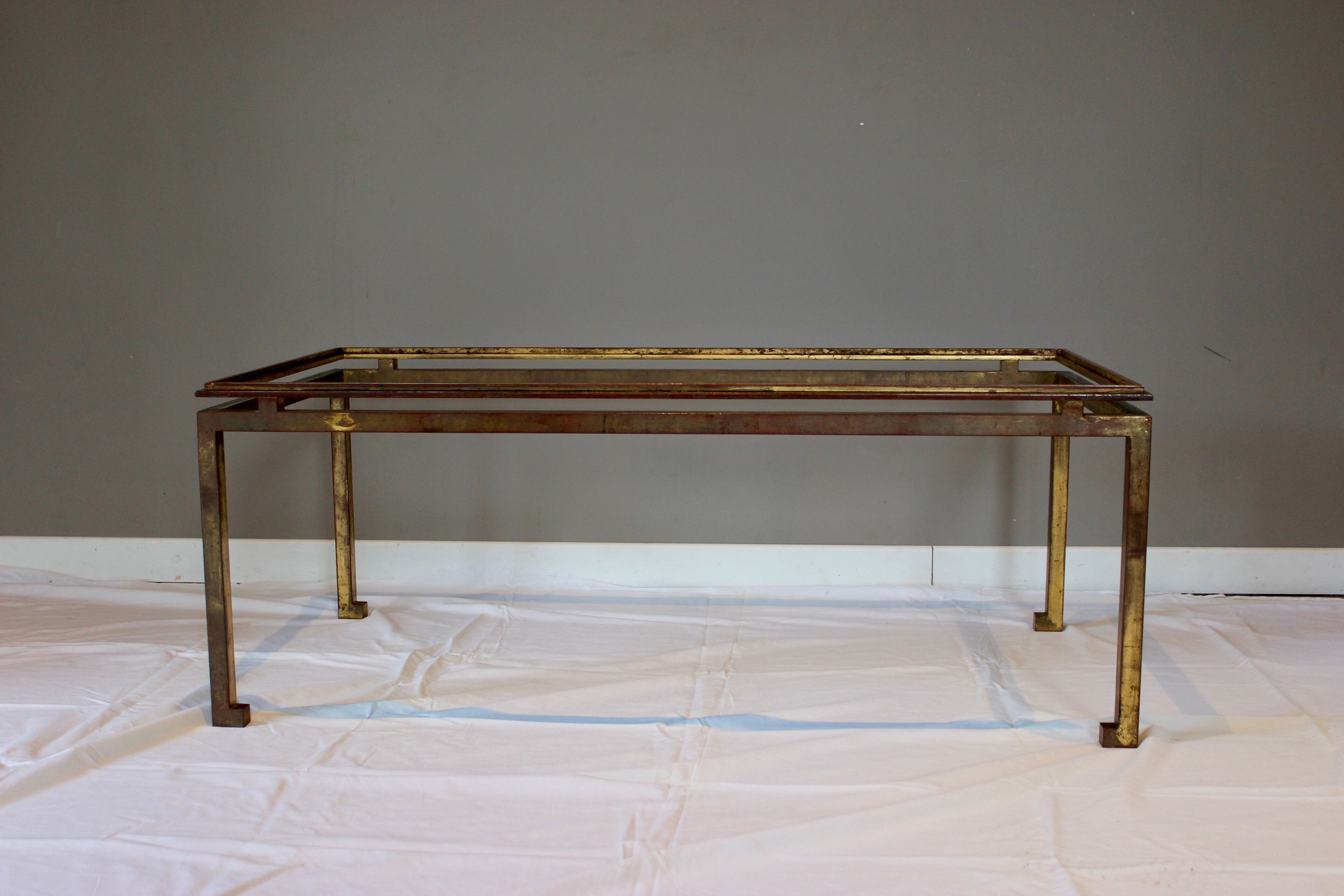 Rectangular gold wrought iron coffee table on sheet, Ramsay House