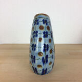 Vintage blue ceramic vase, bird decor