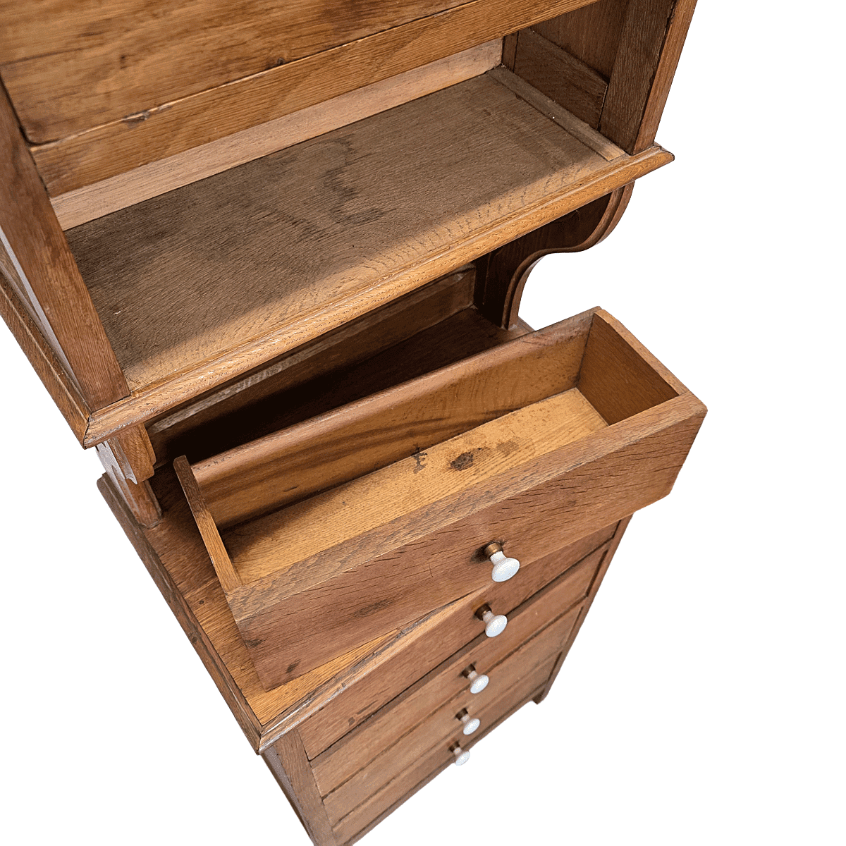 Antique Narrow Oak Chest Of Drawers, early 1900s