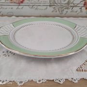 Pie dish with ears in water green and golden frieze l'Amandinoise