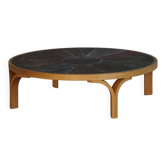 Table basse danoise milieu du XXe siècle, cadre en bois et plateau en carrelage céramique