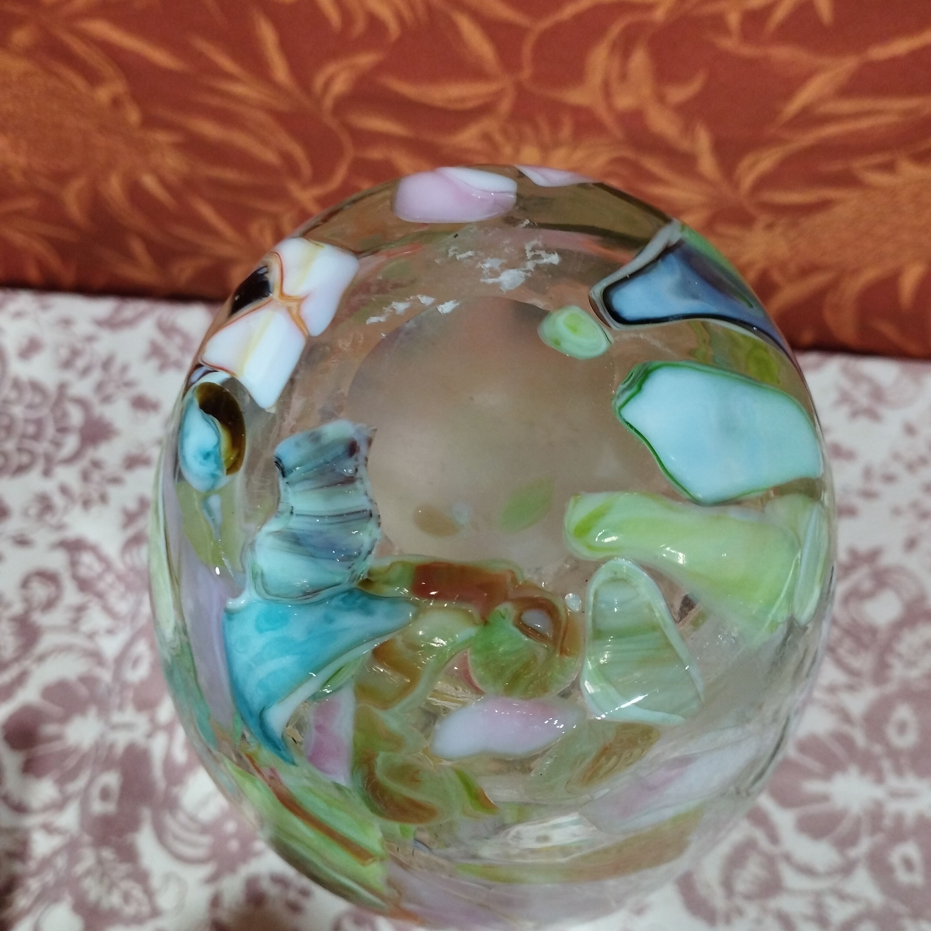 Large multicolored glass vase