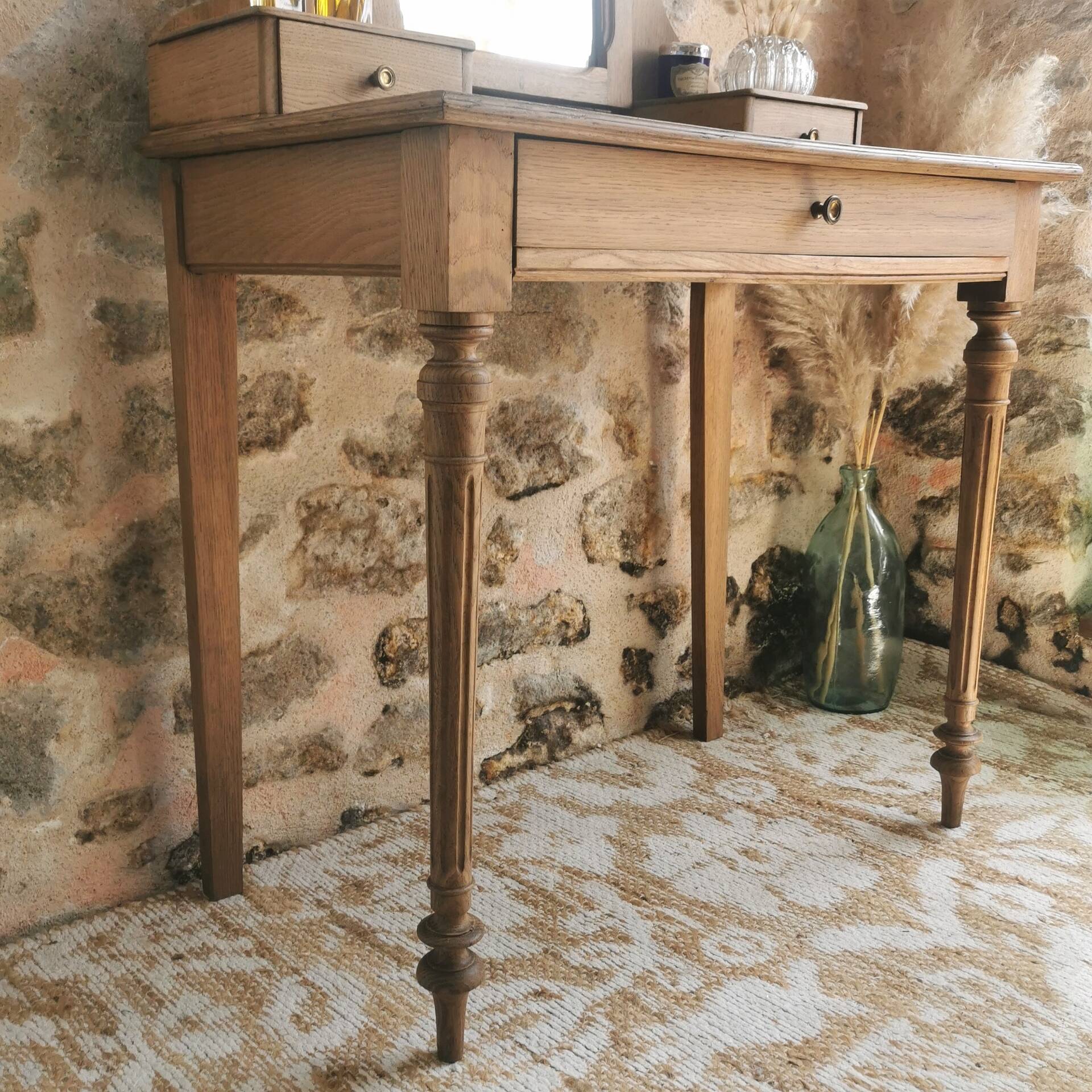 Coiffeuse Vintage en bois, entièrement restaurée