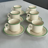Set of 6 vintage speckled beige and green espresso cups – coffee service