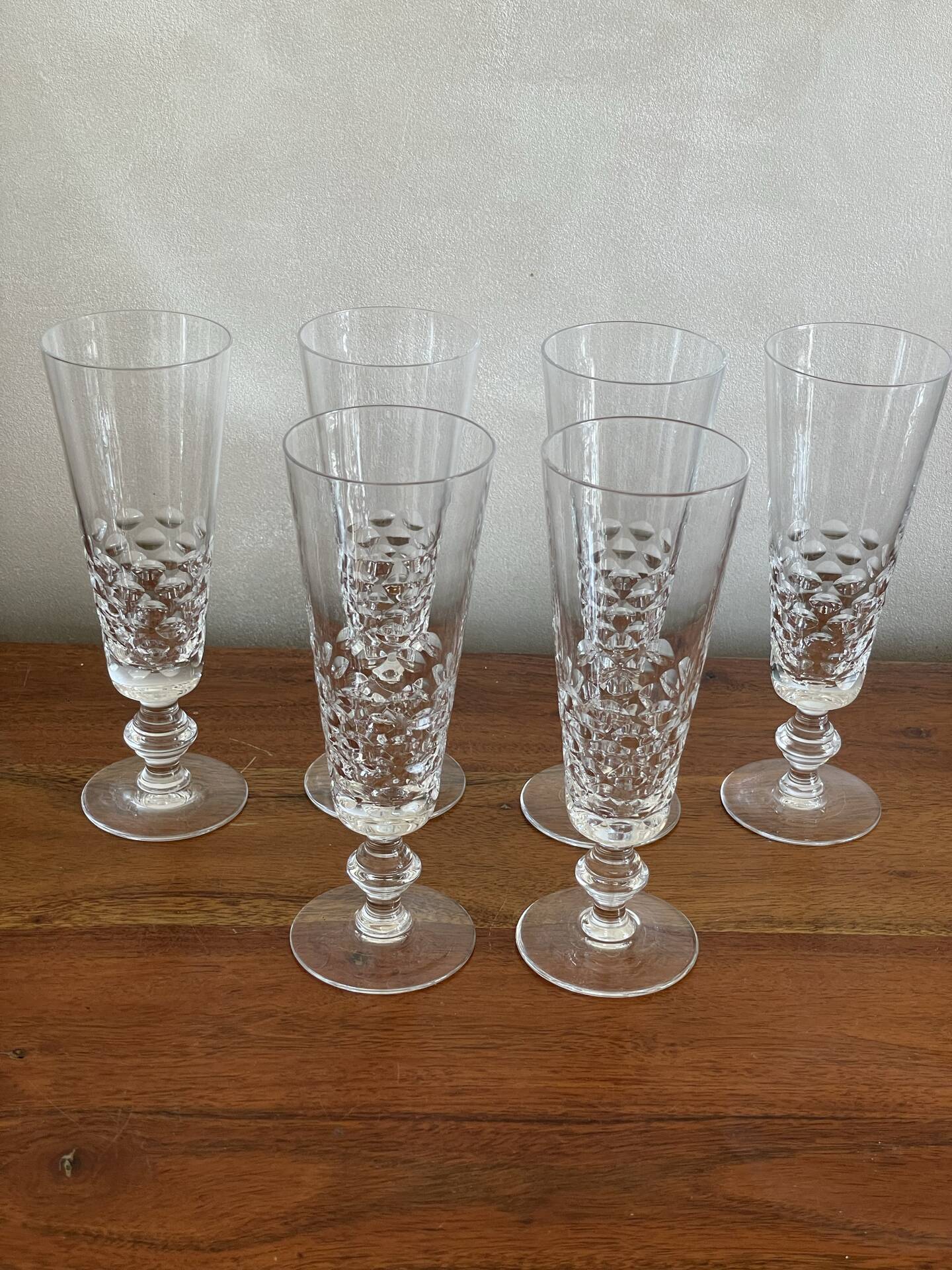 6 crystal champagne flutes
