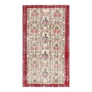 Vintage Turkish Oushak Handmade Wool Cotton Red Area Rug 107x191