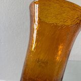 Large amber bubble glass vase from the 60s