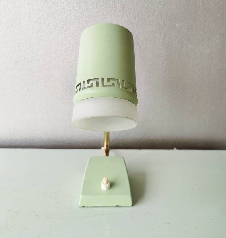 Night light 1970 pastel green with gold, France