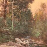 Signed painting landscape in impressionist style from the 19th century