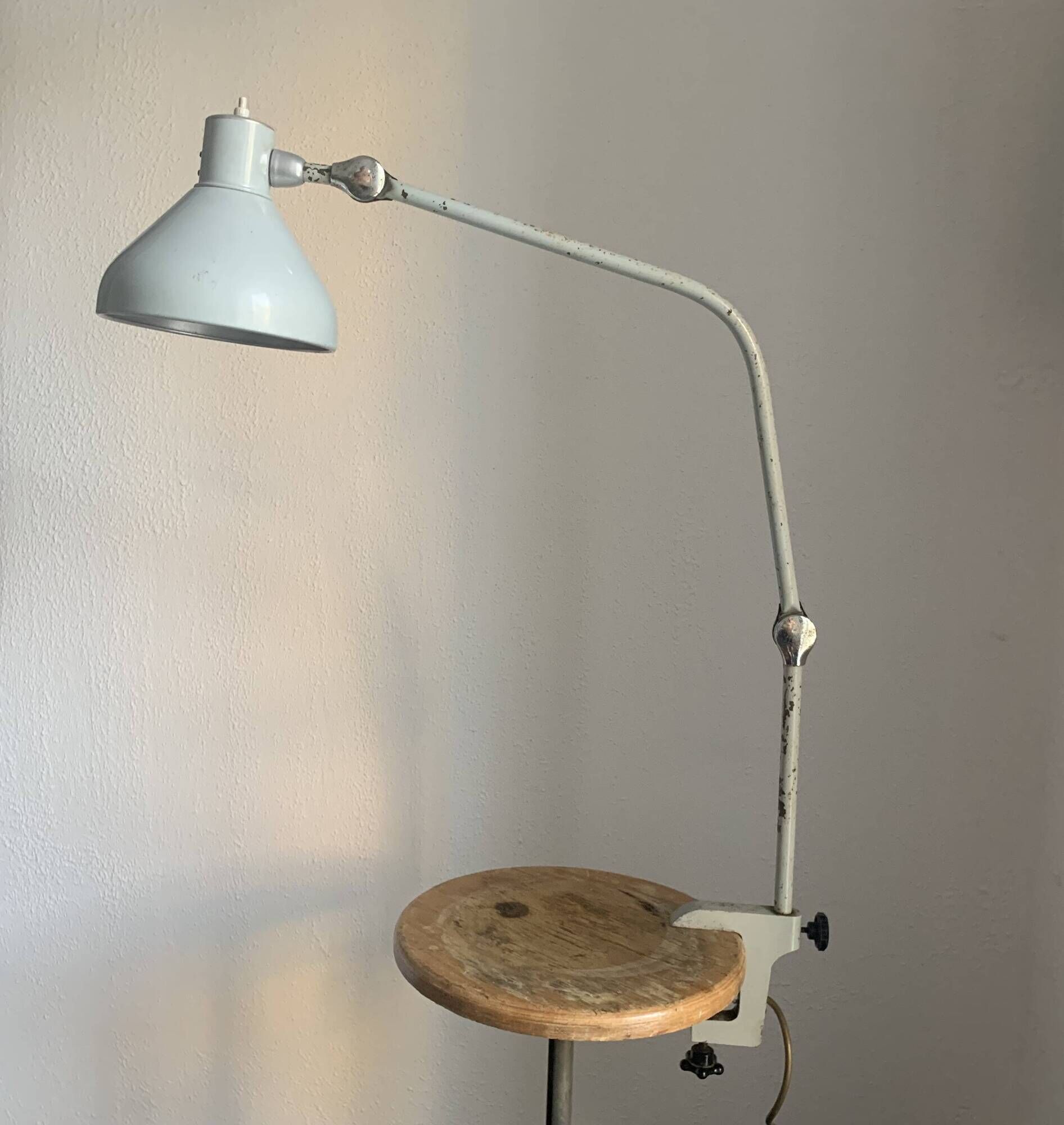 Vintage 1950s architect's reading lamp Jumo GS2 grey mouse - 70 cm