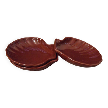 Set of 3 French Vintage Emile Henry Brown Coquille St Jaques Serving Dishes 4680