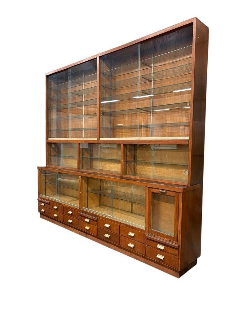 XL vintage wooden display cabinet / sideboard / wall cupboard