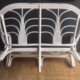 White vintage rattan bench