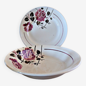 2 round dishes including a hollow Badonviller model Simone