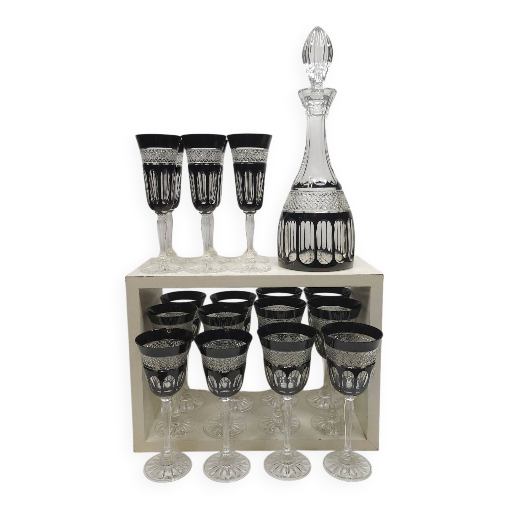 Service "Pénombre" in black and clear crystal – Crystal of Paris