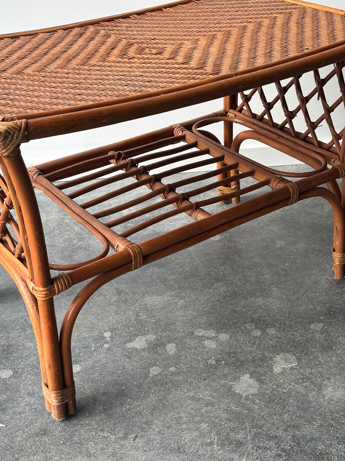 Table basse en rotin – années 1960/70