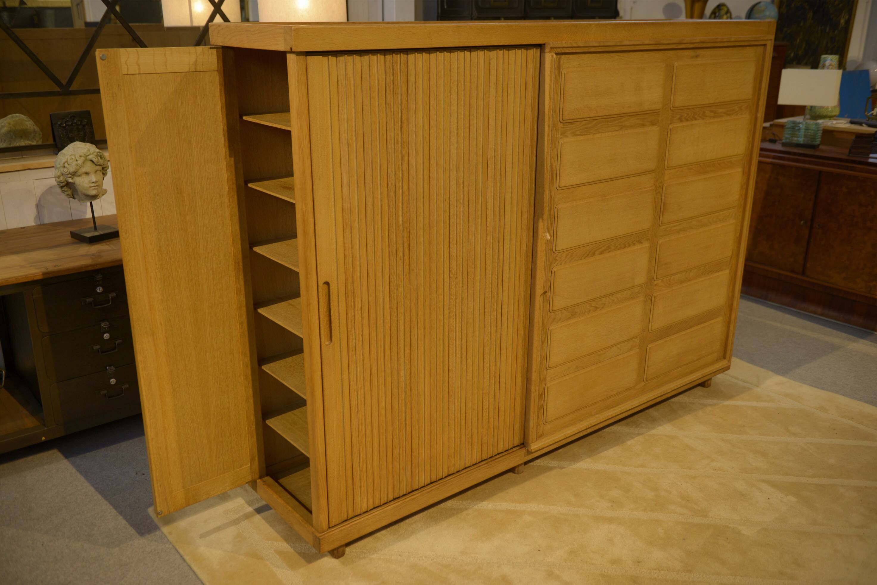Oak wardrobe by Guillerme and Chambron 1950s