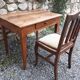 Antique walnut table and chair.