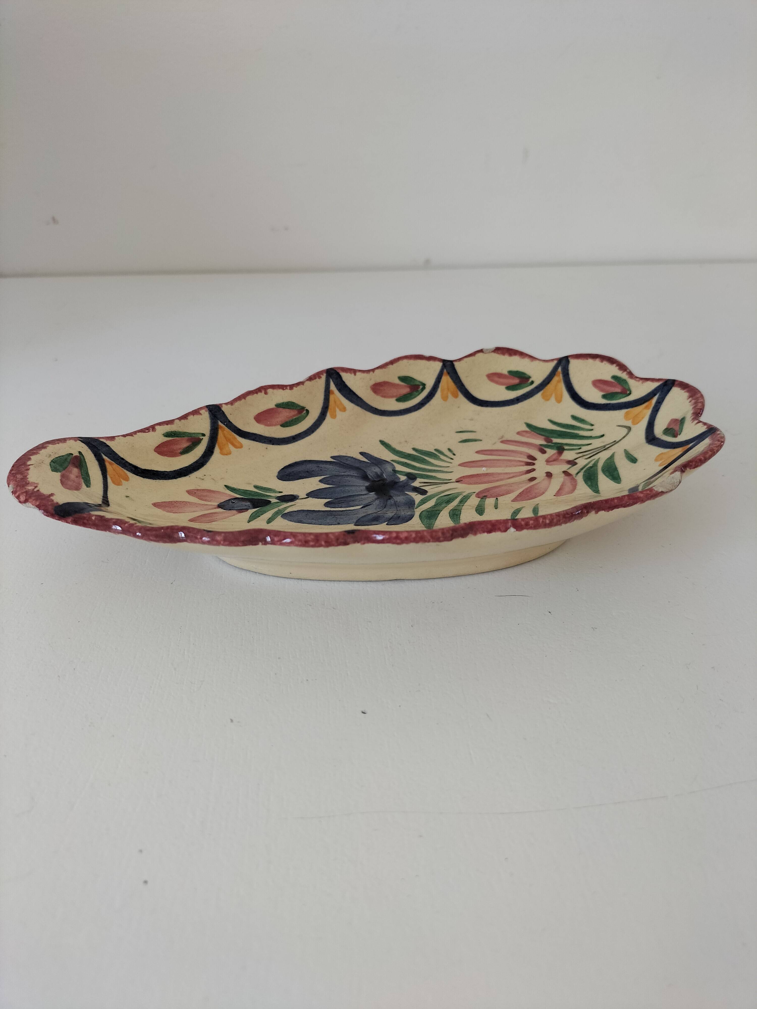 Vintage HB Quimper shell butter dish