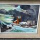 Tableau huile paysage hiver neige village signe H. Paris - Cadre