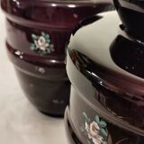 Pair of painted glass vases, France, 1940