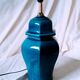 2 blue crackle ceramic desk lamp bases, 1950s
