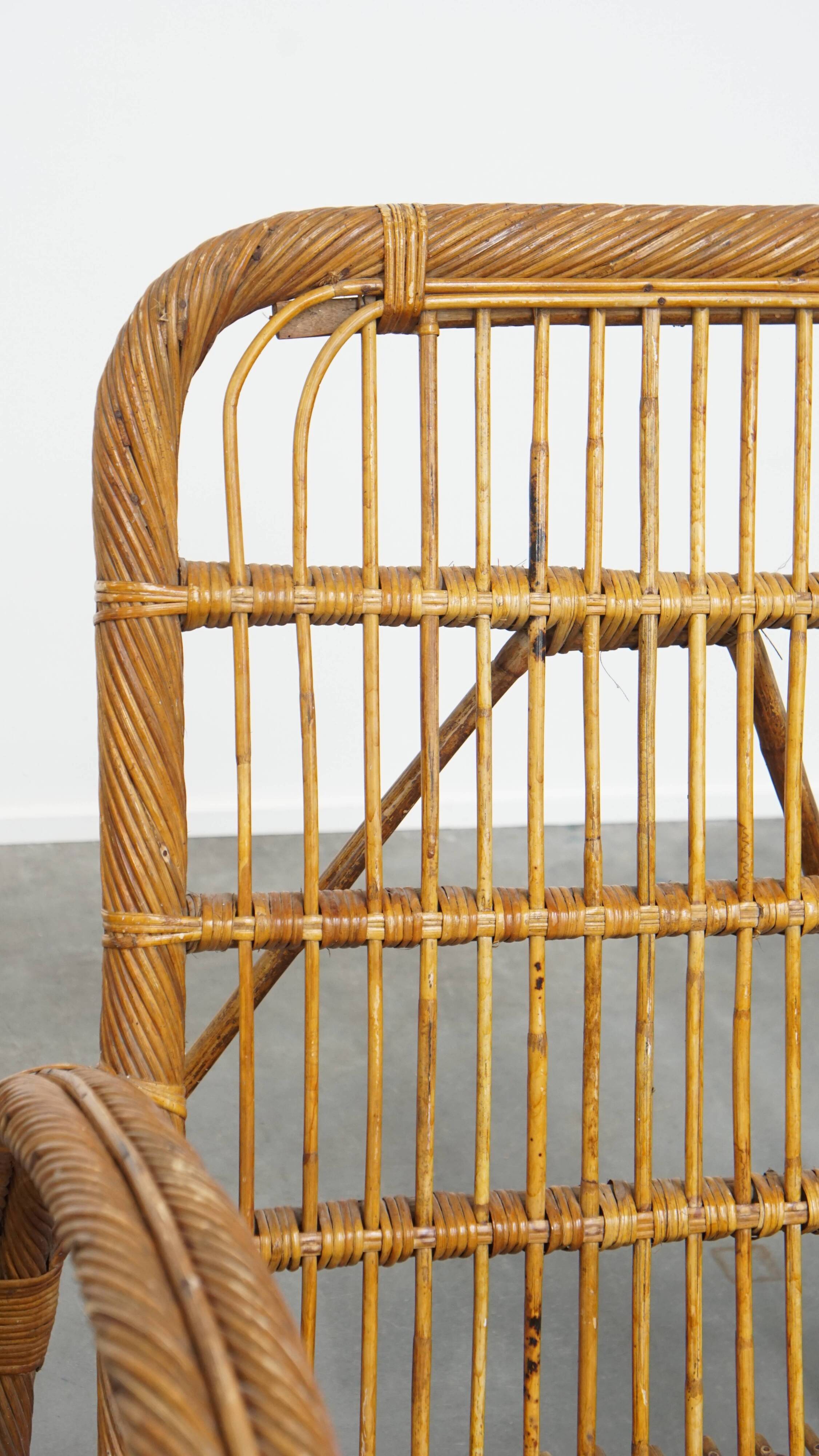French Rattan Vintage Design Armchair from the 1950s