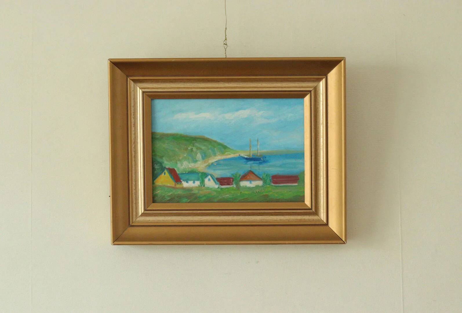 Original vintage landscape painting on panel – Hans Hansen