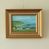 Original vintage landscape painting on panel – Hans Hansen